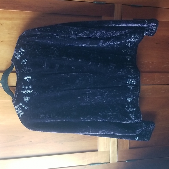 Chico's crushed plush purple jacket with silver thread and cabochon accents, M - Picture 5 of 5